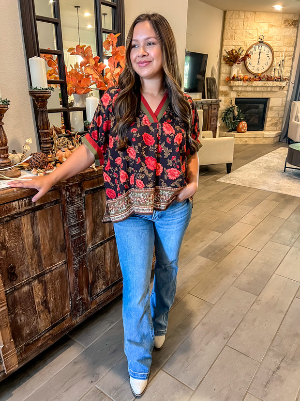 Amber Glow Floral Top