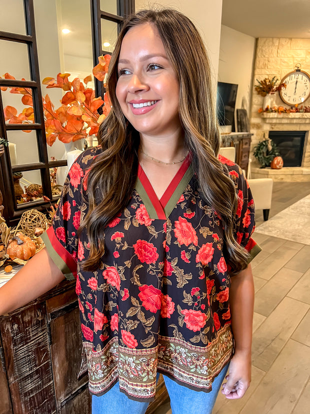 Amber Glow Floral Top