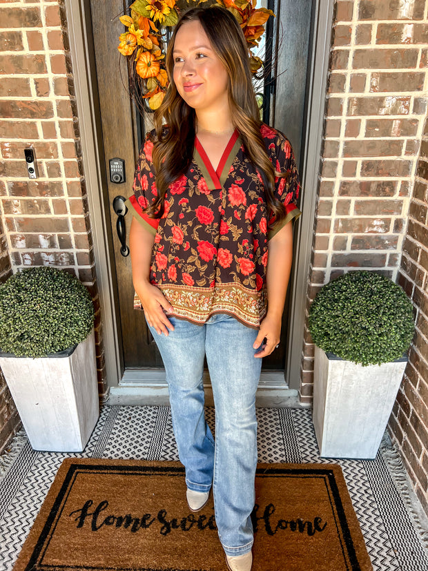 Amber Glow Floral Top