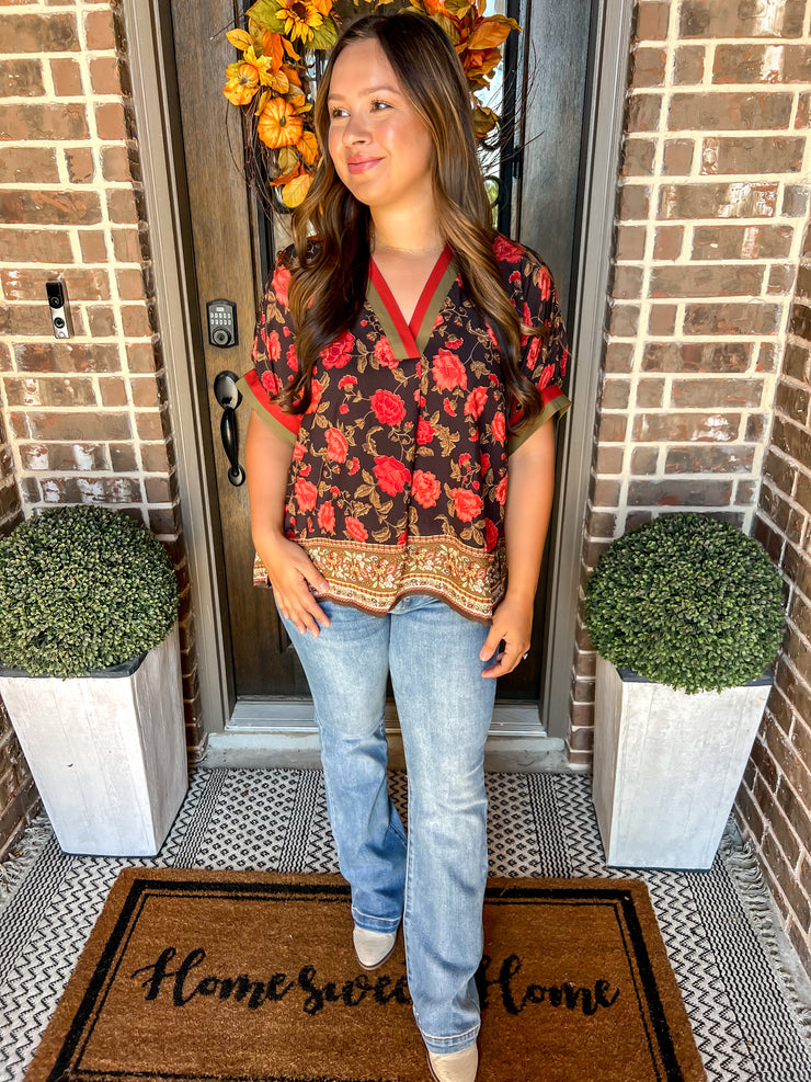 Amber Glow Floral Top
