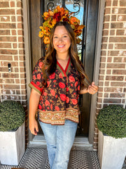 Amber Glow Floral Top