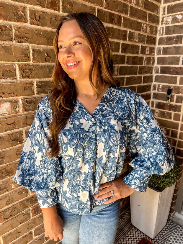 Blue Hues Floral Printed Top