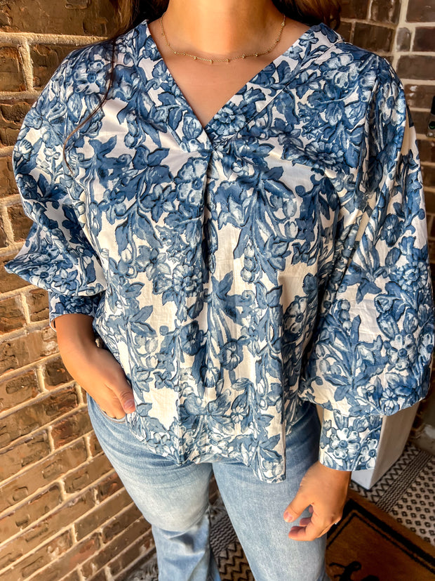 Blue Hues Floral Printed Top