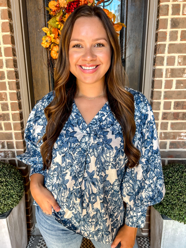 Blue Hues Floral Printed Top