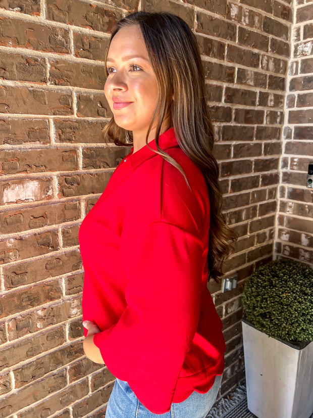 Sweet Scalloped Top - Red