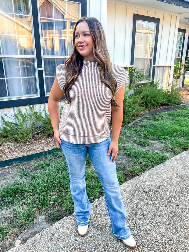 Cooler Temps Sweater Knit Top - Mocha