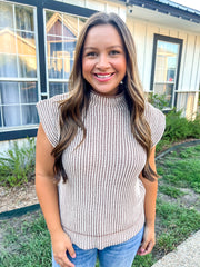 Cooler Temps Sweater Knit Top - Mocha