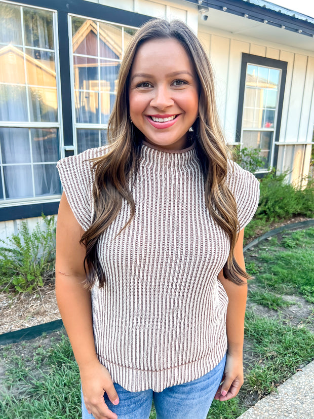 Cooler Temps Sweater Knit Top - Mocha