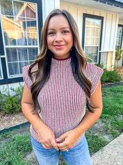 Cooler Temps Sweater Knit Top - Burgundy