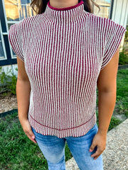 Cooler Temps Sweater Knit Top - Burgundy