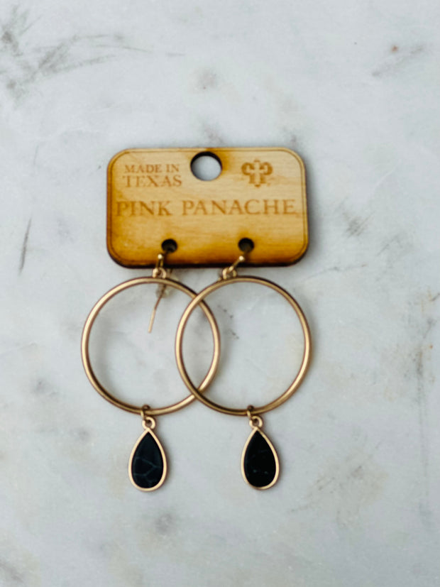Teardrop Matte Earrings - Gold/Black