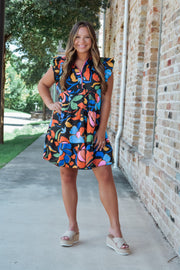 Color Pop Black Ruffle Tiered Dress