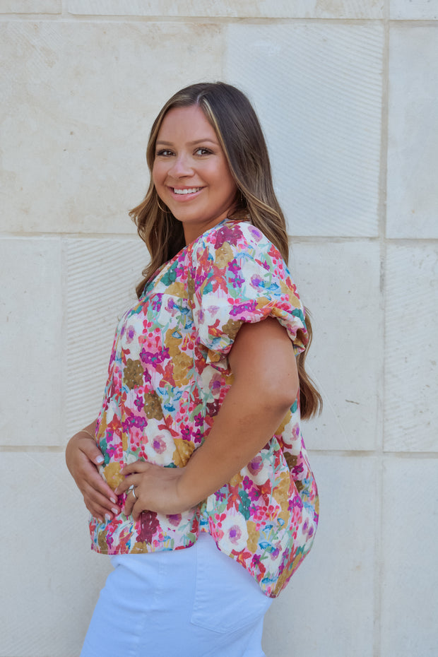 In Bloom Puff Sleeve Top