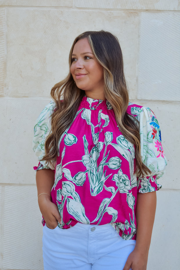 Fuchsia Floral Top