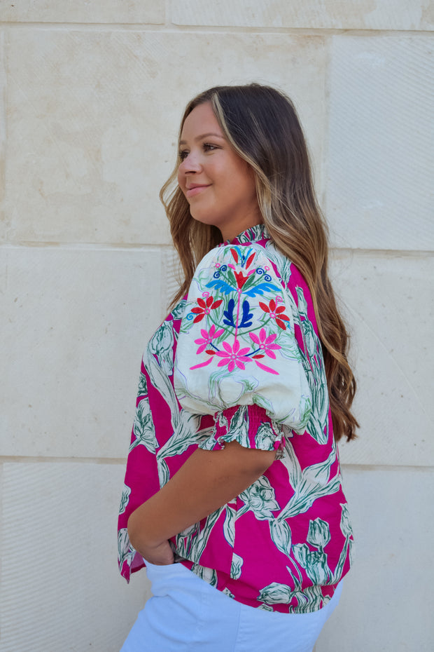 Fuchsia Floral Top