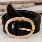 Classic Oval Buckle Faux Leather Belt
