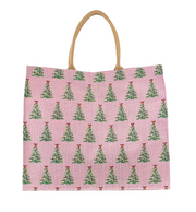 A Pink Christmas Jute Gift Bag Tote