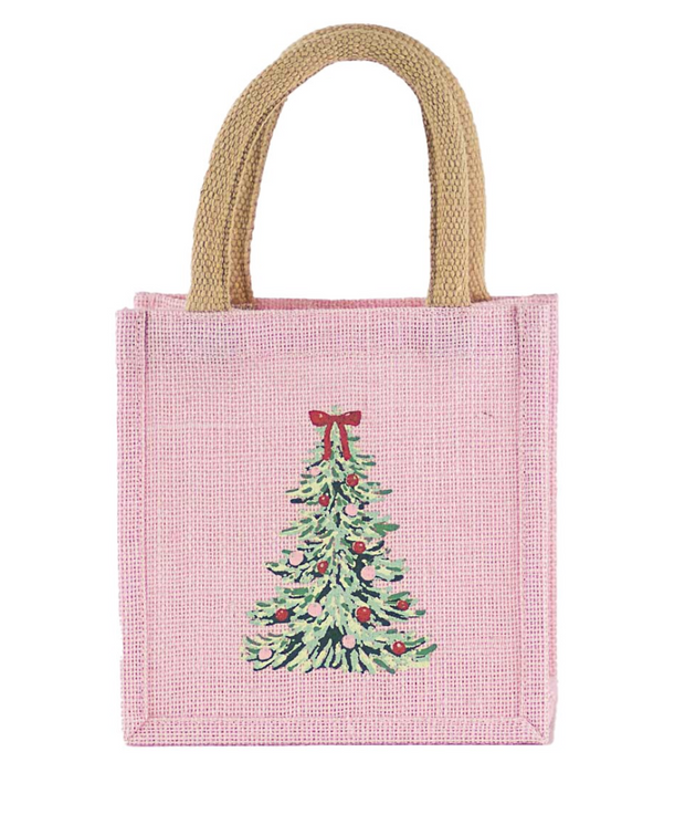 A Pink Christmas Petite Jute Gift Bag