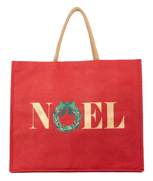 Noel Wreath Jute Gift Bag Tote