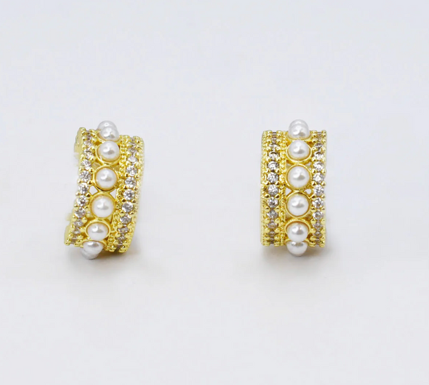 Pearly Glam Huggie Earrings - Treasure Jewels