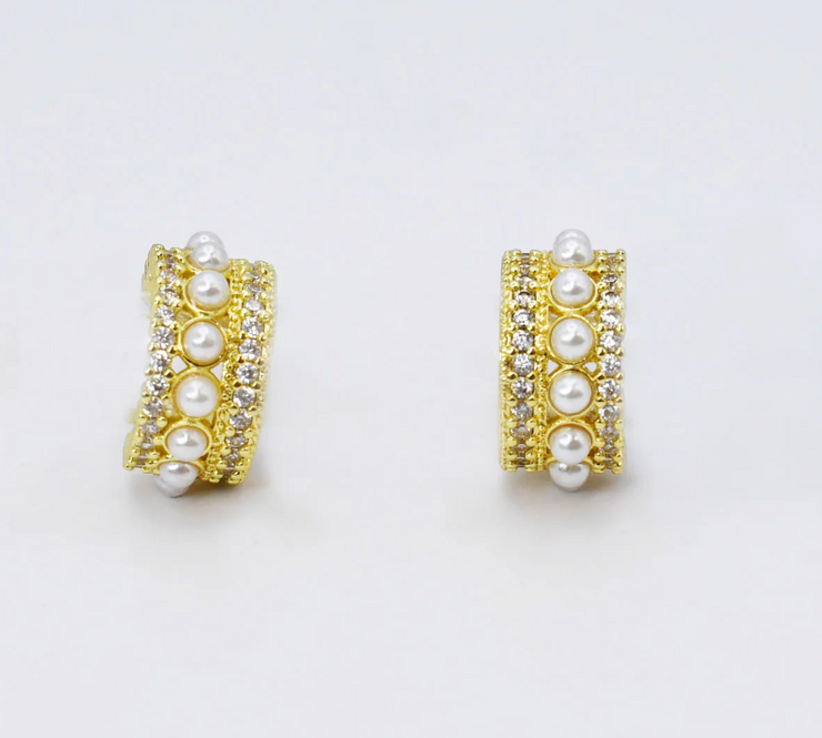 Pearly Glam Huggie Earrings - Treasure Jewels