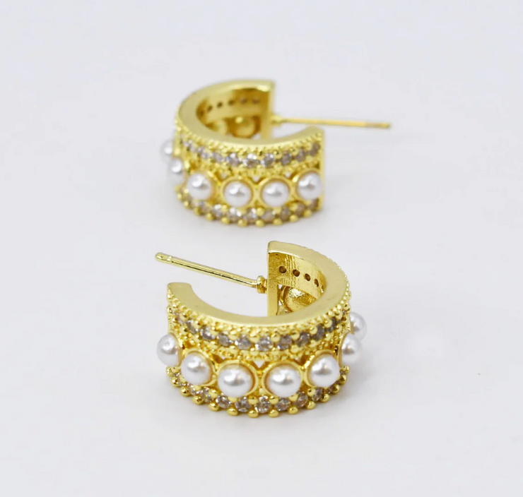 Pearly Glam Huggie Earrings - Treasure Jewels