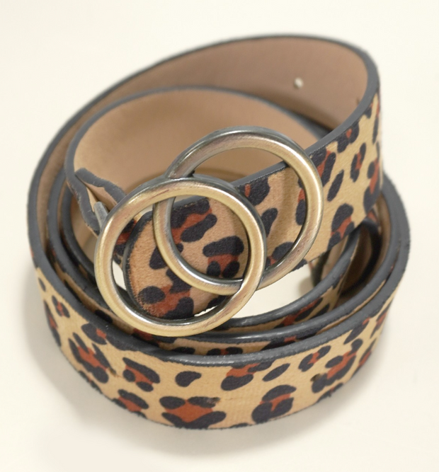 Double O Buckle Faux Leather Belt