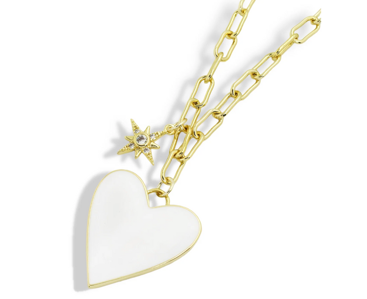 Enamel Heart Charm Necklace - Treasure Jewels